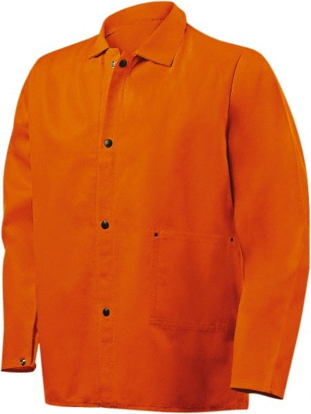 Steiner - Size M Welding & Flame Resistant/Retardant Jacket - Orange, Cotton, Snaps Closure, 40 to 42" Chest - Exact Tooling