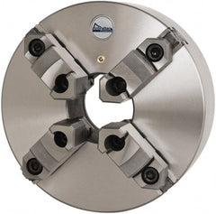 Gibraltar - 4 Jaws, 10" Diam, Self Centering Manual Lathe Chuck - Plain Back Mount Spindle, 3.1496" Through Hole Diam, 0.0016" Axial Runout, 0.0016" Radial Runout, Cast Iron - Exact Tooling