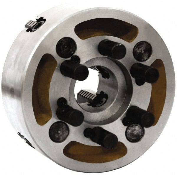 Gibraltar - 4 Jaws, 8" Diam, Independent Manual Lathe Chuck - L-0 Mount Spindle, Reversible, 2,000 Max RPM, 2.2047" Through Hole Diam, Cast Iron - Exact Tooling