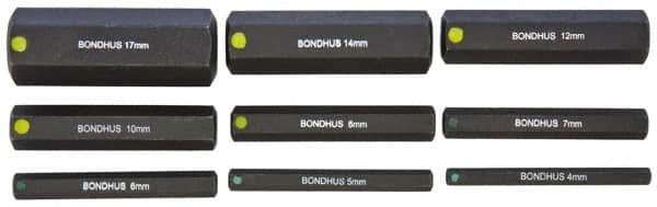 Bondhus - 9 Piece Hex Drive Bit Set - Hex Point - Exact Tooling