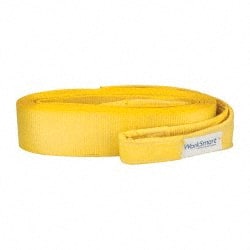 Value Collection - 30' Long x 4" Wide, 35,000 Lb Basket Capacity, 1 Ply, Polyester Web Sling - Yellow - Exact Tooling