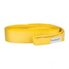 Value Collection - 30' Long x 4" Wide, 35,000 Lb Basket Capacity, 1 Ply, Polyester Web Sling - Yellow - Exact Tooling