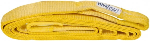 Value Collection - 20' Long x 3" Wide, 27,000 Lb Basket Capacity, 1 Ply, Polyester Web Sling - Yellow - Exact Tooling