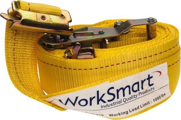 Value Collection - 16' Long x 2" Wide, 1 Ply, Polyester Web Sling - Yellow - Exact Tooling