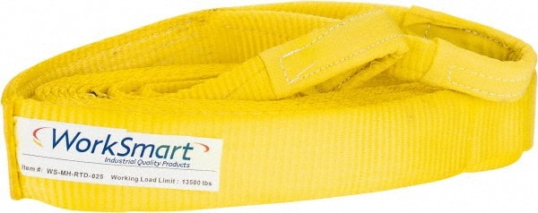 Value Collection - 30' Long x 3" Wide, 27,000 Lb Basket Capacity, 1 Ply, Polyester Web Sling - Yellow - Exact Tooling