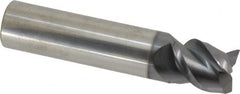 Accupro - 5/8", 3/4" LOC, 5/8" Shank Diam, 3" OAL, 3 Flute, Solid Carbide Square End Mill - Single End, AlTiN Finish, Spiral Flute, Variable° Helix, Centercutting, Right Hand Cut, Right Hand Flute - Exact Tooling