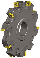 Kennametal - Arbor Hole Connection, 0.614" Cutting Width, 1.357" Depth of Cut, 5" Cutter Diam, 1-1/2" Hole Diam, 12 Tooth Indexable Slotting Cutter - KSSS Toolholder, SPCT, SPET, SPPT Insert, Neutral Cutting Direction - Exact Tooling