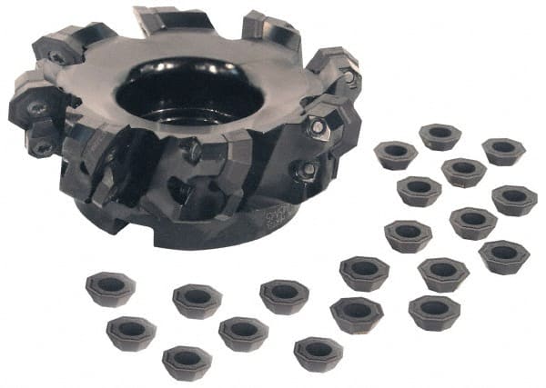 Kennametal - 6" Cut Diam, 2" Arbor Hole, 5mm Max Depth of Cut, 43° Indexable Chamfer & Angle Face Mill - 12 Inserts, OF.T 07L6... Insert, Right Hand Cut, 12 Flutes, Through Coolant, Series KSOM - Exact Tooling