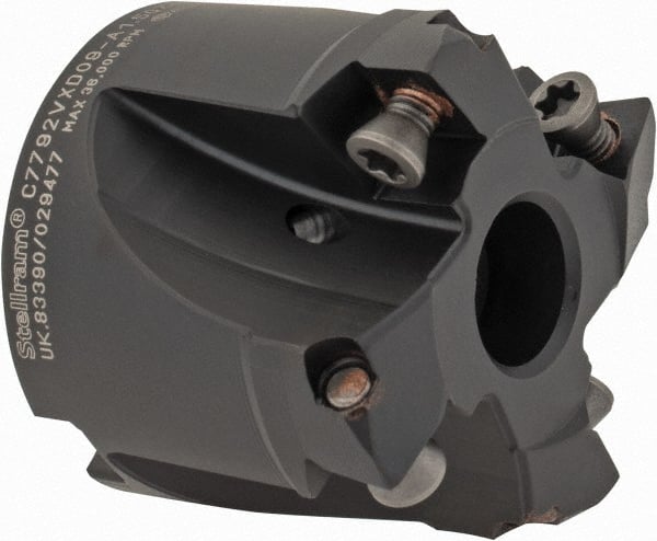 Kennametal - 1-1/2" Cut Diam, 0.059" Max Depth, 1/2" Arbor Hole, 4 Inserts, XD 09 Insert Style, Indexable Copy Face Mill - C7792VXD09-A1.50Z04R Cutter Style, 1.26" High, Through Coolant, Series 7792 - Exact Tooling