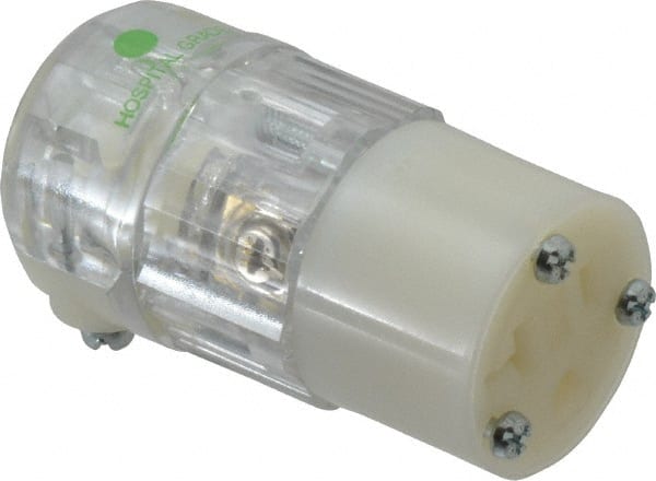 Leviton - 125 VAC, 20 Amp, 5-20R NEMA, Straight, Self Grounding, Hospital Grade Connector - 2 Pole, 3 Wire, 1 Phase, Nylon, Clear - Exact Tooling