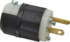 Leviton - 125 VAC, 20 Amp, 5-20P NEMA, Straight, Self Grounding, Industrial Grade Plug - 2 Pole, 3 Wire, 1 Phase, Nylon, Black, White - Exact Tooling