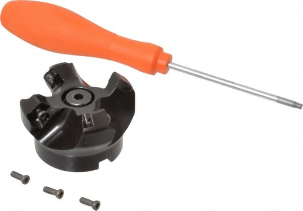 Kennametal - 50.04mm Cut Diam, 3/4" Arbor Hole, 6.6mm Max Depth of Cut, 45° Indexable Chamfer & Angle Face Mill - 4 Inserts, SEKT 1404... Insert, Right Hand Cut, 4 Flutes, Series KSSM - Exact Tooling