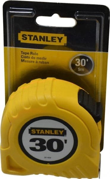 Stanley - 30' x 1" Yellow Blade Tape Measure - 1/16" Graduation, Inch Graduation Style, Yellow Case - Exact Tooling