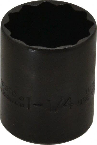 Proto - 1-1/4", 1/2" Drive, Standard Hand Socket - 12 Points, 1-21/32" OAL, Alloy Steel, Black Finish - Exact Tooling