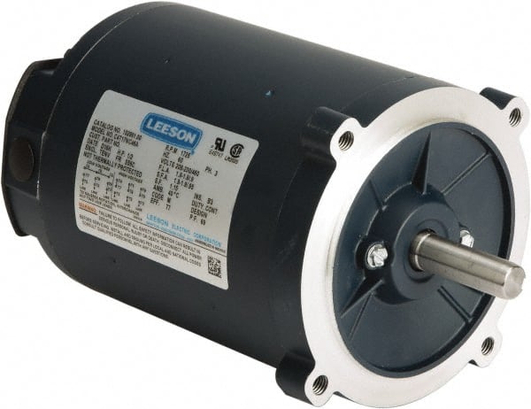 Leeson - 1/4 Max hp, 1,800 Max RPM, Electric AC DC Motor - 230/460 V Input, Three Phase, S56C Frame, C-Face Mount, TENV Enclosure - Exact Tooling