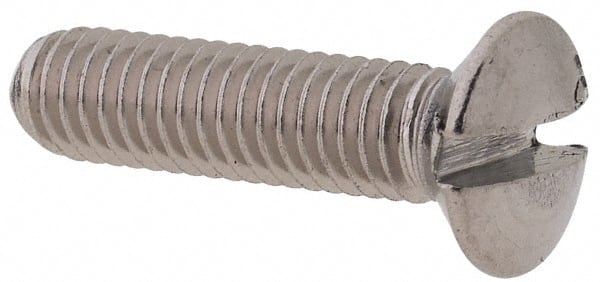 Value Collection - M3x0.50 Metric Coarse, 12mm OAL Slotted Drive Machine Screw - Oval Head, Grade 18-8 & A2 Stainless Steel, Uncoated, Without Washer - Exact Tooling