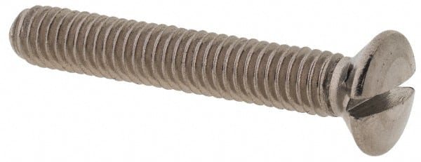 Value Collection - M4x0.70 Metric Coarse, 25mm OAL Slotted Drive Machine Screw - Oval Head, Grade 18-8 & A2 Stainless Steel, Uncoated, Without Washer - Exact Tooling