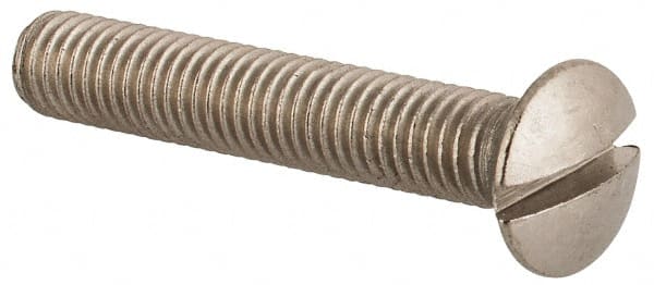 Value Collection - M5x0.80 Metric Coarse, 30mm OAL Slotted Drive Machine Screw - Oval Head, Grade 18-8 & A2 Stainless Steel, Uncoated, Without Washer - Exact Tooling
