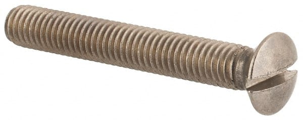 Value Collection - M5x0.80 Metric Coarse, 35mm OAL Slotted Drive Machine Screw - Oval Head, Grade 18-8 & A2 Stainless Steel, Uncoated, Without Washer - Exact Tooling