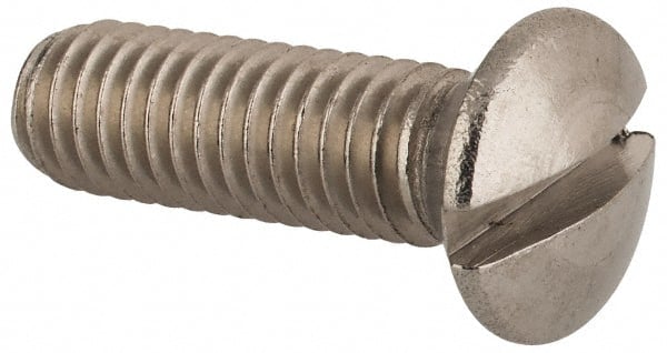 Value Collection - M6x1.00 Metric Coarse, 20mm OAL Slotted Drive Machine Screw - Oval Head, Grade 18-8 & A2 Stainless Steel, Uncoated, Without Washer - Exact Tooling