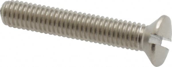 Value Collection - M6x1.00 Metric Coarse, 35mm OAL Slotted Drive Machine Screw - Oval Head, Grade 18-8 & A2 Stainless Steel, Uncoated, Without Washer - Exact Tooling