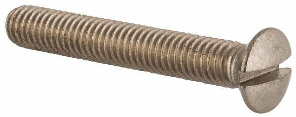 Value Collection - M6x1.00 Metric Coarse, 40mm OAL Slotted Drive Machine Screw - Oval Head, Grade 18-8 & A2 Stainless Steel, Uncoated, Without Washer - Exact Tooling