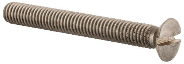 Value Collection - M6x1.00 Metric Coarse, 50mm OAL Slotted Drive Machine Screw - Oval Head, Grade 18-8 & A2 Stainless Steel, Uncoated, Without Washer - Exact Tooling