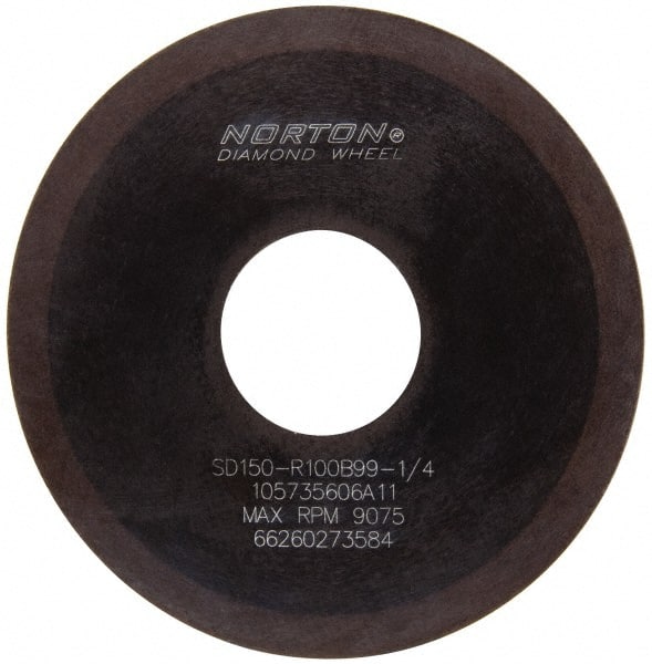 Norton - 4" Diam x 1-1/4" Hole x 1/16" Thick, 150 Grit Surface Grinding Wheel - Diamond, Type 1A1, Very Fine Grade, Resinoid Bond - Exact Tooling