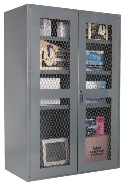 Durham - 3 Shelf Visible Storage Cabinet - Steel, 36" Wide x 24" Deep x 72" High, Gray - Exact Tooling