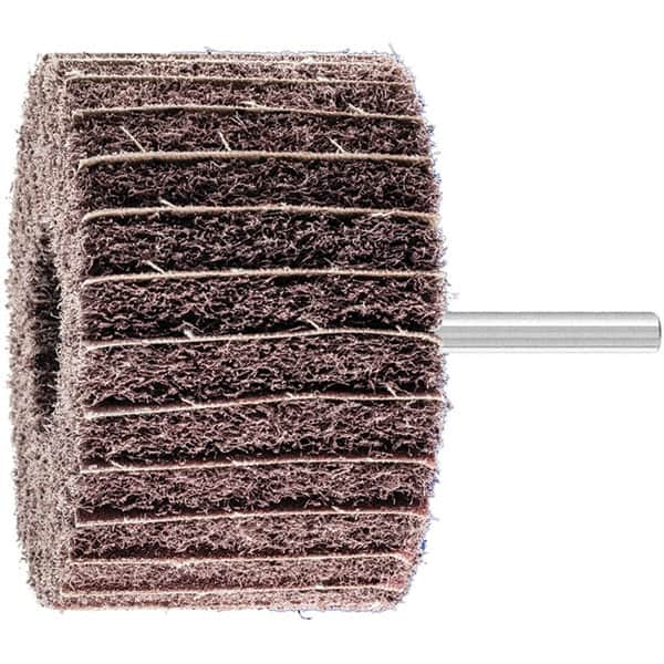PFERD - 3" Diam x 2" Face Width, Aluminum Oxide Nonwoven Mounted Flap Wheel - 1/4" Shank Mount, 100 Grit, 7,500 Max RPM - Exact Tooling