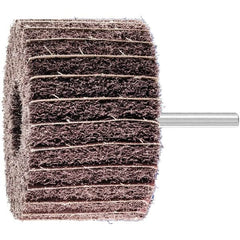 PFERD - 3" Diam x 2" Face Width, Aluminum Oxide Nonwoven Mounted Flap Wheel - 1/4" Shank Mount, 100 Grit, 7,500 Max RPM - Exact Tooling