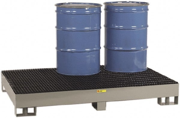 Little Giant - 99 Gal Sump, 6,000 Lb Capacity, 6 Drum, Steel Spill Deck or Pallet - 51" Long x 76" Wide x 10-1/2" High, Gray and Black, Liftable Fork, Vertical, 2 x 3 Drum Configuration - Exact Tooling