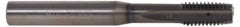 Kennametal - 1/4-20 UNC 3B 3 Flute TiN/CrC/C Finish Solid Carbide Straight Flute Machine Tap - Plug, Right Hand Thread, 2.76" OAL, 0.59" Thread Length, Oversize, Through Coolant - Exact Tooling