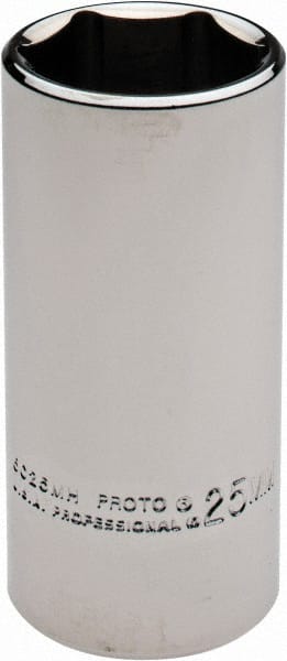 Proto - 3/8" Drive, Deep Hand Socket - 6 Points, 2-3/4" OAL, Alloy Steel, Chrome Finish - Exact Tooling