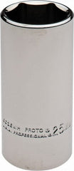 Proto - 3/8" Drive, Deep Hand Socket - 6 Points, 2-3/4" OAL, Alloy Steel, Chrome Finish - Exact Tooling