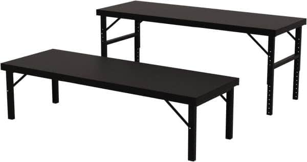Valley Craft - 34 Wide x 96" Deep x 28" High, Steel Work Table - 14 Gauge Stainless Steel Top, Adjustable Height Legs, Gray - Exact Tooling