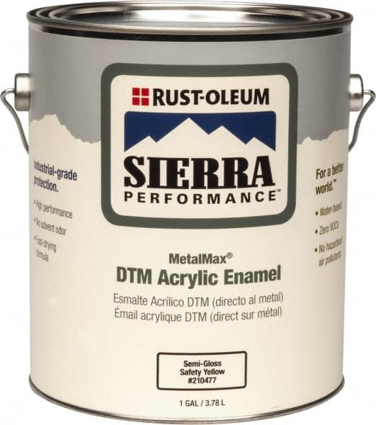 Rust-Oleum - 1 Gal Safety Yellow Semi Gloss Finish Acrylic Enamel Paint - Interior/Exterior, Direct to Metal, <0 gL VOC Compliance - Exact Tooling
