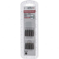 Wiha - 1/4" Drive, Hex Inch Screwdriver Bit - 1" OAL - Exact Tooling