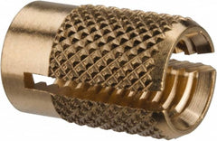 E-Z LOK - M6x1.00 Metric Coarse Brass Flush Press Fit Threaded Insert for Plastic - 1/2" OAL, 0.326" Insert Diam, 5/16" Hole Diam, 5/16" Drill - Exact Tooling