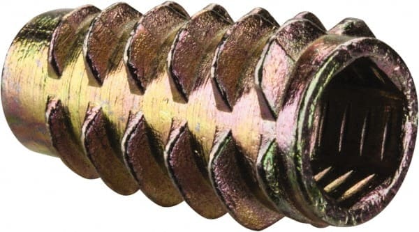 E-Z LOK - 1/4-20, Zinc Alloy Flush Hex Drive Insert - 23/64" Drill, 0.3543" Hole Diam, 0.7874" Long, M6 Hex - Exact Tooling