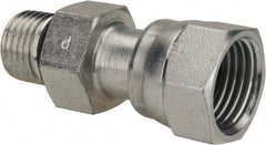 Parker - 3/8" OD, Steel Straight Thread Swivel Connector - 9,200 Max Working psi, 3/4" Hex, O-Ring Face Seal/SAE-ORB Ends - Exact Tooling