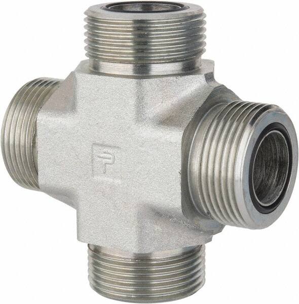 Parker - 1" OD, Steel Union Cross - 6,000 Max Working psi, 1-5/8" Hex, O-ring Face Seal Ends - Exact Tooling