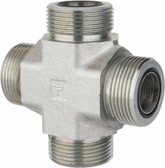 Parker - 1" OD, Steel Union Cross - 6,000 Max Working psi, 1-5/8" Hex, O-ring Face Seal Ends - Exact Tooling