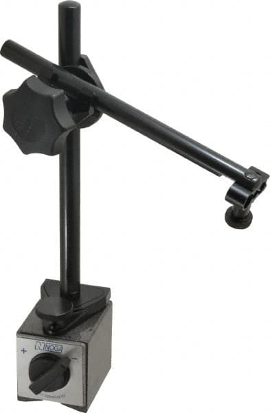 Noga - 175 Lb Magnetic Force, Fine Adjustment Indicator Positioner & Holder with Base - Post & Articulated Arm, Rectangular Base, 55mm Base Height, 60mm Base Length, 50mm Base Width - Exact Tooling