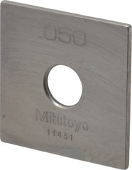 Mitutoyo - 0.05" Square Steel Gage Block - Accuracy Grade 0, Includes Certificate of Inspection - Exact Tooling