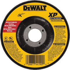DeWALT - 24 Grit, 5" Wheel Diam, 1/4" Wheel Thickness, 7/8" Arbor Hole, Type 27 Depressed Center Wheel - Zirconia Alumina, Resinoid Bond, 12,200 Max RPM, Compatible with Angle Grinder - Exact Tooling
