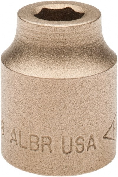 Ampco - 3/8", 1/2" Drive, Standard Hand Socket - 6 Points, 1-3/16" OAL, Aluminum Bronze - Exact Tooling