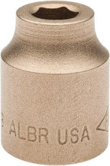Ampco - 3/8", 1/2" Drive, Standard Hand Socket - 6 Points, 1-3/16" OAL, Aluminum Bronze - Exact Tooling