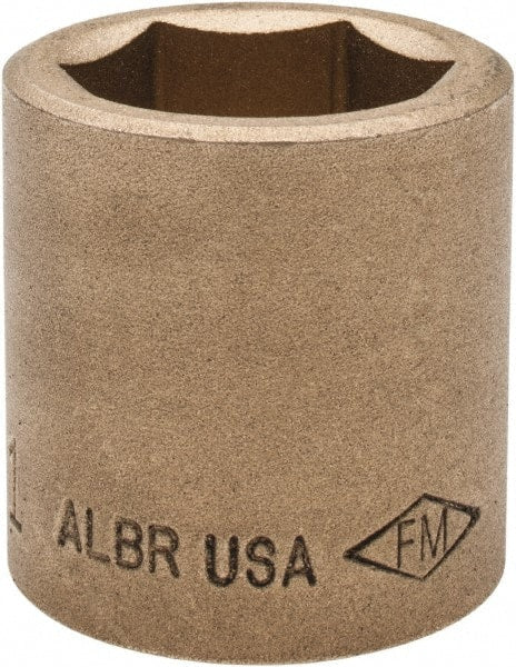 Ampco - 1", 1/2" Drive, Standard Hand Socket - 6 Points, 1-1/2" OAL, Aluminum Bronze - Exact Tooling