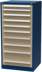 Vidmar - 10 Drawer, Modular Storage Cabinet - Steel, 30" Wide x 27-3/4" Deep x 59" High, Blue & Beige - Exact Tooling